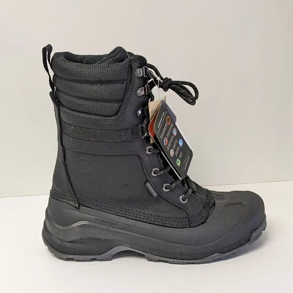 Kamik State Waterproof Winter Boots, Black Leather, Men's 9 M